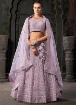 Premium Net Lavender Bridal Wear Zarkan Work Lehenga Choli